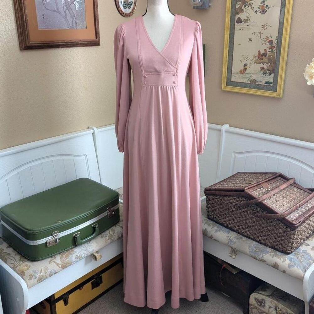 Vintage 1960s/1970s Alison Ayres Original Polyester Long Sleeve Maxi Dress - Picture 1 of 6
